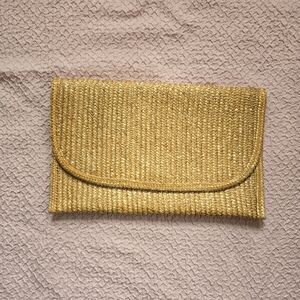 Vintage Large Straw Woven Clutch Bag Made In Hong Kong Size 9"×15"